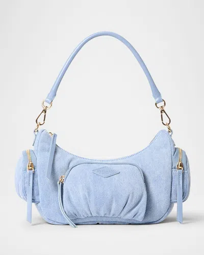 Mz Wallace Small Chelsea Denim Shoulder Bag In True Light Denim