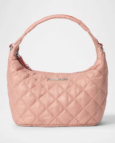 Mz Wallace Metro Mini Quilted Hobo Crossbody Bag In Dusty Rose