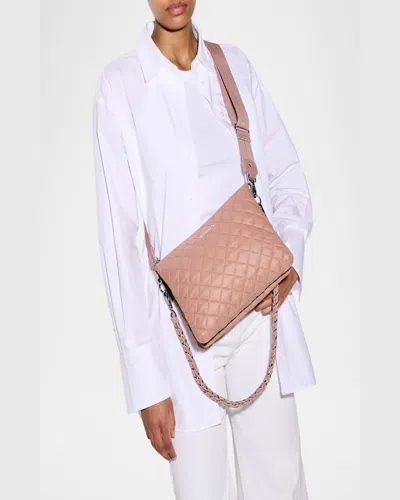 Mz Wallace Crosby Pippa Large Quilted Crossbody Bag In Dusty Rose