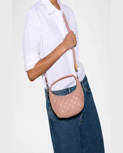 Mz Wallace Metro Mini Quilted Hobo Crossbody Bag In Dusty Rose