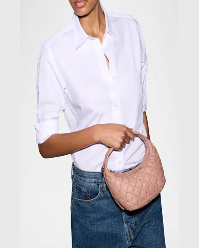 Mz Wallace Metro Mini Quilted Hobo Crossbody Bag In Dusty Rose