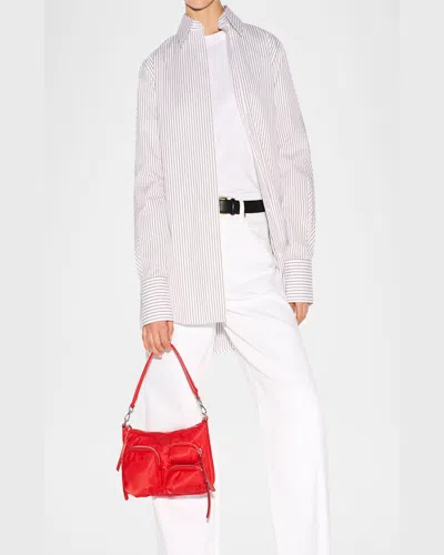 Mz Wallace Chelsea Petite Pocket Nylon Shoulder Bag In Bright Cherry