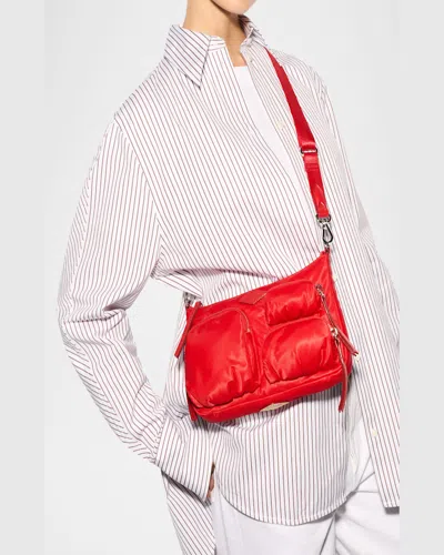 Mz Wallace Chelsea Petite Pocket Nylon Shoulder Bag In Bright Cherry