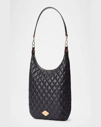 Mz Wallace Crosby Sienna Quilted Nylon Shoulder Bag In Black/silver