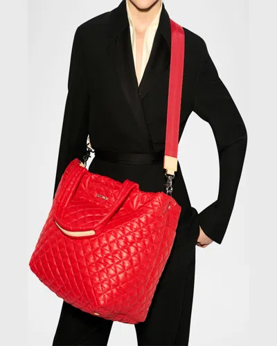 Mz Wallace Metro Deluxe Medium Quilted Tote Bag In Bright Cherry