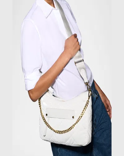 Mz Wallace Madison Uptown Quilted Nylon Crossbody Bag In Chalk Liquid