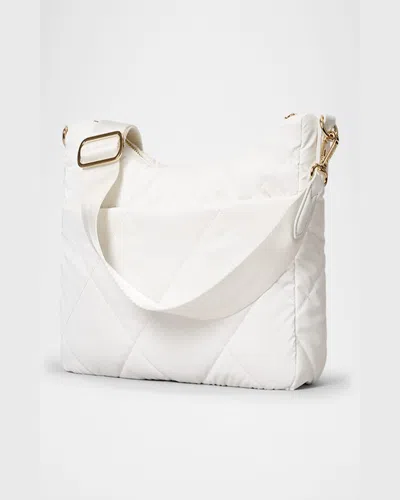 Mz Wallace Madison Uptown Quilted Nylon Crossbody Bag In Chalk Liquid