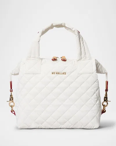 Mz Wallace Small Sutton Deluxe Quilted Nylon Crossbody Bag In Chalk Liquid