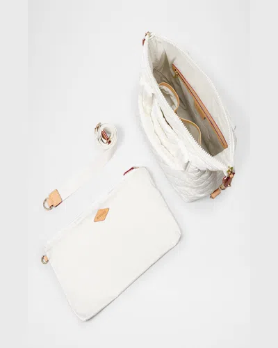 Mz Wallace Small Sutton Deluxe Quilted Nylon Crossbody Bag In Chalk Liquid