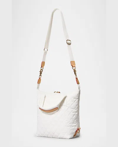 Mz Wallace Small Sutton Deluxe Quilted Nylon Crossbody Bag In Chalk Liquid