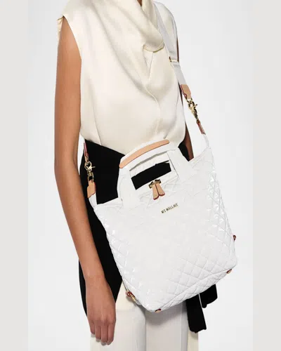 Mz Wallace Small Sutton Deluxe Quilted Nylon Crossbody Bag In Chalk Liquid