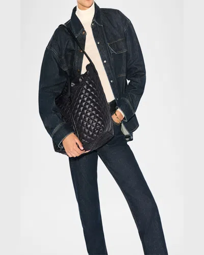 Mz Wallace Large Astor Quilted Nylon Hobo Bag In Black