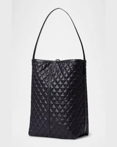 Mz Wallace Large Astor Quilted Nylon Hobo Bag In Black