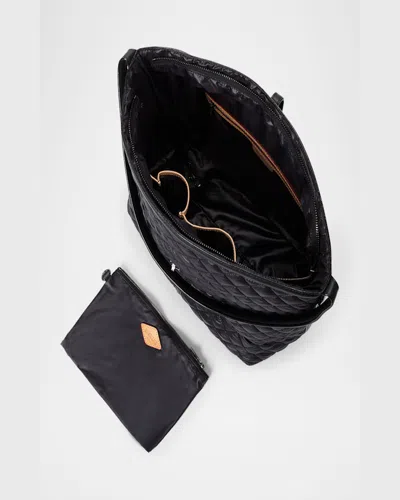 Mz Wallace Large Astor Quilted Nylon Hobo Bag In Black