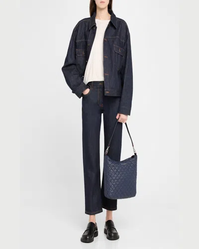Mz Wallace Crosby Quilted Hobo Crossbody Bag In Navy