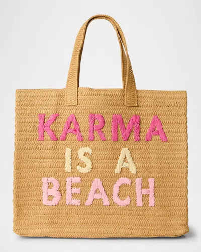 Btb Los Angeles Karma Is A Beach Tote In Sand Fuchsia/petal