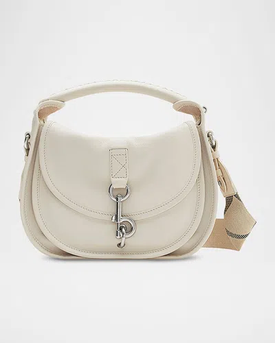 Burberry Small Calf Leather B Clip Messenger Bag In White