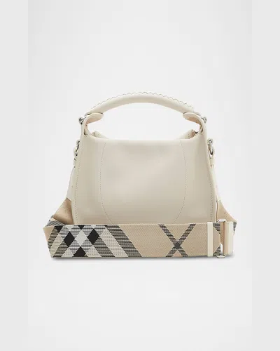 Burberry Small Calf Leather B Clip Messenger Bag In White