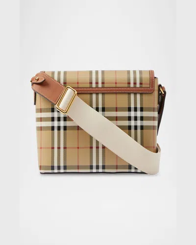 Burberry Check Medium Note Bag In Briar Brown