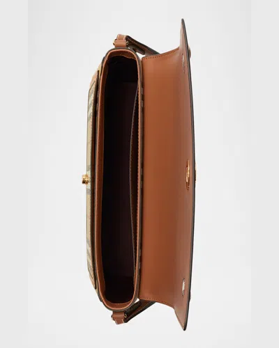 Burberry Check Medium Note Bag In Briar Brown