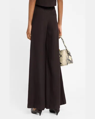 Twp Dees Wide-leg Linen Trousers In Dark Chocolate