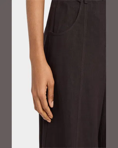 Twp Dees Wide-leg Linen Trousers In Dark Chocolate