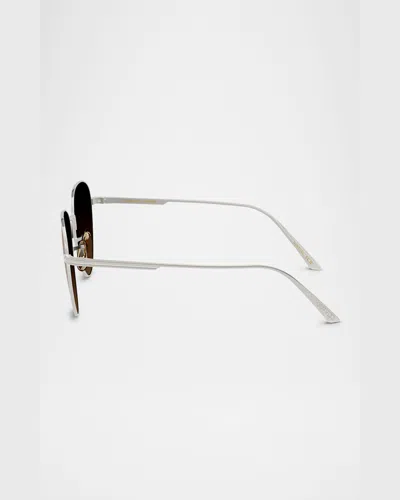 Khaite 1991c Steel Aviator Sunglasses In White