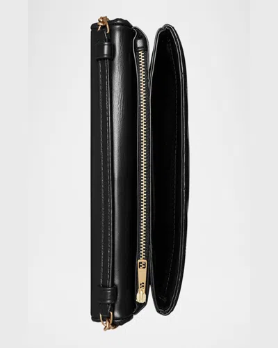 Tory Burch Kira Diamond-quilted Leather Wallet On Chain In Black