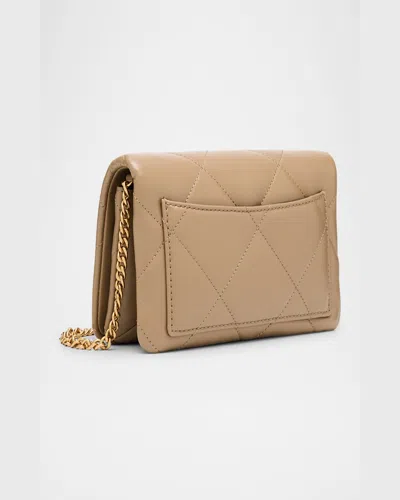 Tory Burch Kira Diamond-quilted Leather Wallet On Chain In Black