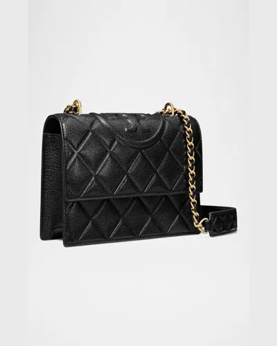 Tory Burch Small Fleming Diamond Quilted Leather Convertible Shoulder Bag In Black