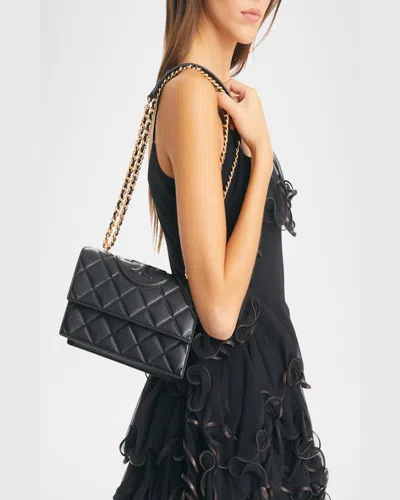 Tory Burch Small Fleming Diamond Quilted Leather Convertible Shoulder Bag In Black