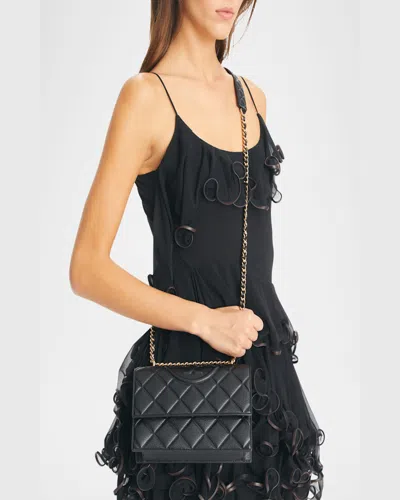 Tory Burch Small Fleming Diamond Quilted Leather Convertible Shoulder Bag In Black