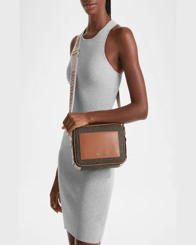 Michael Michael Kors Maeve Large Pocket Signature Logo Crossbody Bag In Brnacorn