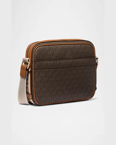 Michael Michael Kors Maeve Large Pocket Signature Logo Crossbody Bag In Brnacorn