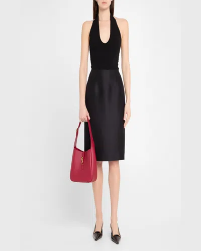 Saint Laurent Le 5 A 7 Ysl Small Hobo In Smooth Supple Leather In Cherry Jam