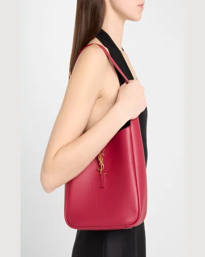 Saint Laurent Le 5 A 7 Ysl Small Hobo In Smooth Supple Leather In Cherry Jam