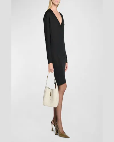 Saint Laurent Le 5 A 7 Ysl Small Hobo In Smooth Supple Leather In Cherry Jam