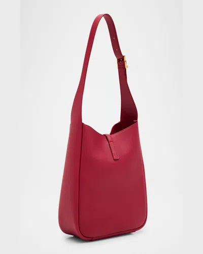Saint Laurent Le 5 A 7 Ysl Small Hobo In Smooth Supple Leather In Cherry Jam