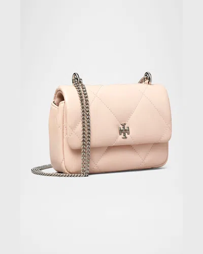 Tory Burch Kira Mini Diamond Quilted Leather Crossbody Bag In Soft Pink
