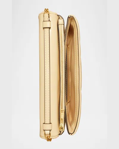 Tory Burch Kira Diamond Quilted Leather Wallet On Chain In Vanilla Soft Serve