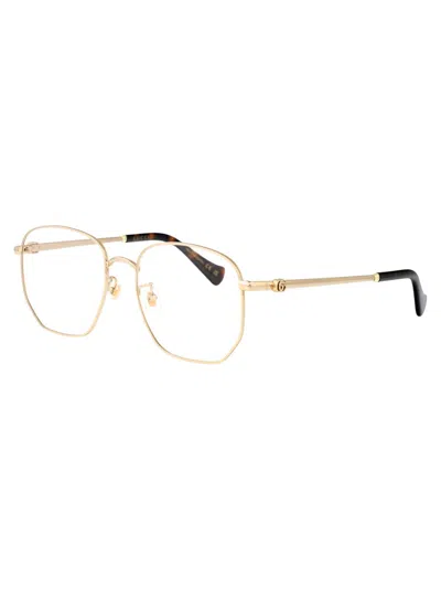 Gucci Gold Gold Transparent Acetate Glasses In Gold