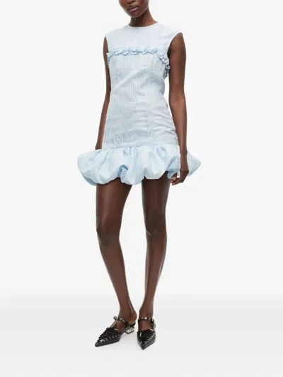 Ganni Cloqué Corset Mini Dress In Blue