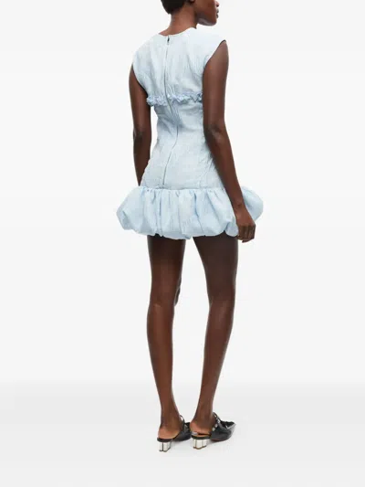 Ganni Cloqué Corset Mini Dress In Blue