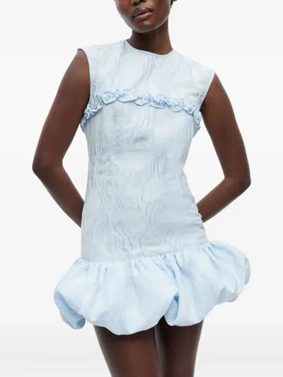 Ganni Cloqué Corset Mini Dress In Blue