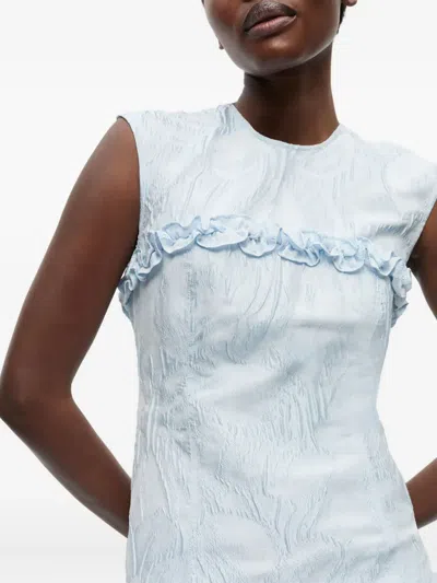 Ganni Cloqué Corset Mini Dress In Blue