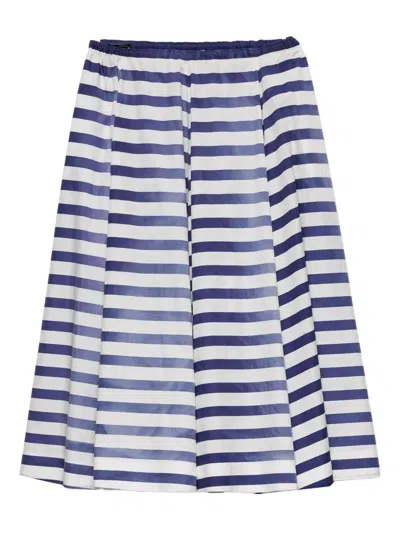 Prada Blue Striped Poplin Midi Full Skirt