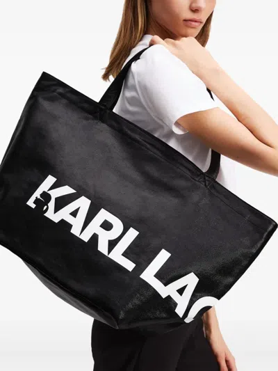 Karl Lagerfeld Black Logo Tote In Black