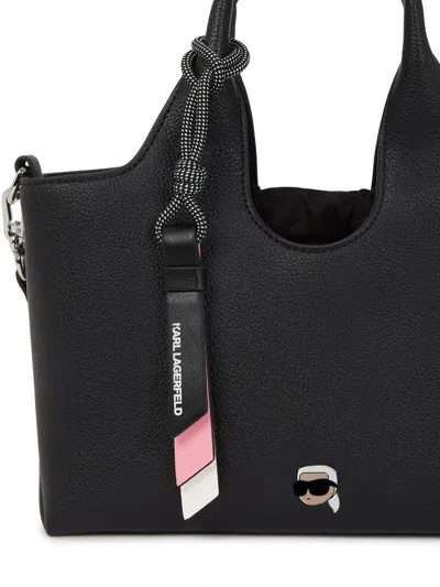 Karl Lagerfeld Ikon Grainy Soft Small Tote In Black
