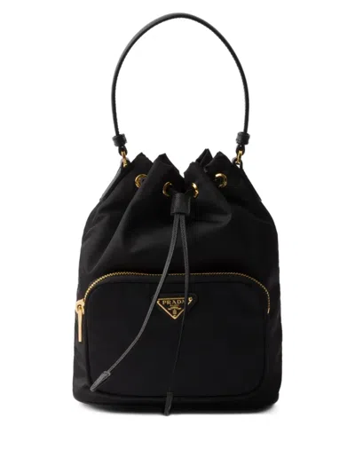 Prada Contemporary Re-nylon Bucket Bag Design In Black