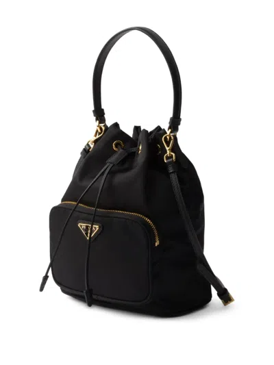 Prada Contemporary Re-nylon Bucket Bag Design In Black